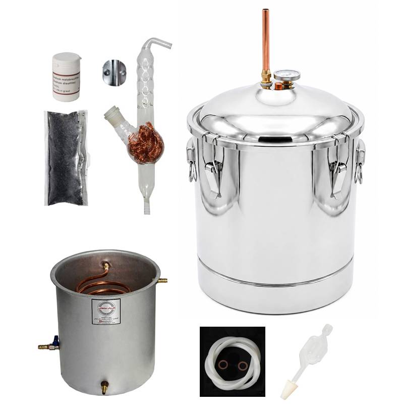 دستگاه تقطیر 50 لیتری استیل با کندانسور آبی و پک ویژه